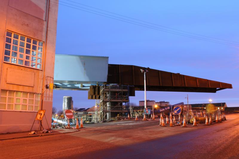 Monday Morning and it has moved: Monday Morning 1st Feb and the Bridge is on its way. Not By Very much but still moved. Quite a feat of engineering! Photo of Monday Morning and it has moved