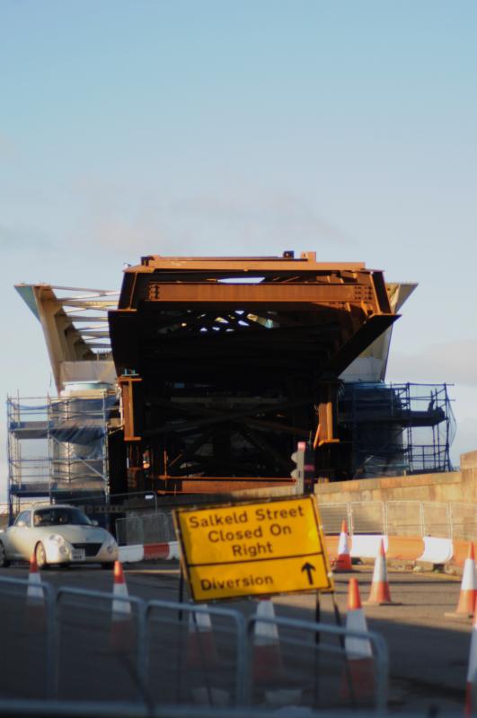 Front View: This shows the width of the bridge. 2 other sections side by side will be assembled to the right hand side and pushed over. Picture taken from on the bridge over the WCML Photo of Front View