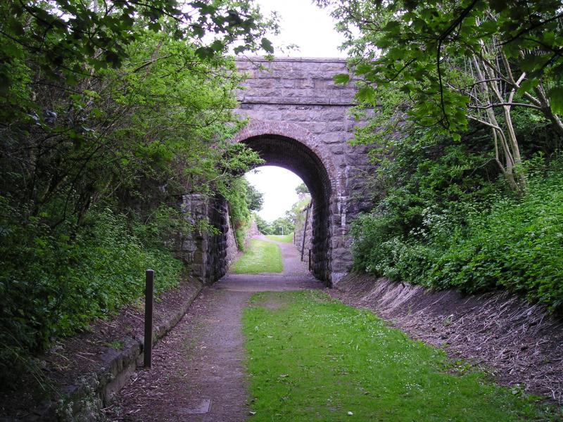 Portsoy Harbour Branch: Looking towards Portsoy Station under the A98 bridge, June 2006. Photo of Portsoy Harbour Branch