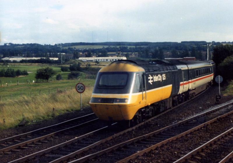 Inverness bound: 43160 at Larbert Junction in July 1988 heading for Inverness as the 1200 ex- Kings Cross Highland Chieftain. Photo of Inverness bound