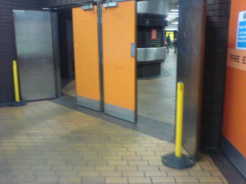 Fire doors propped open at Buchanan Street subway station: Photo of Fire doors propped open at Buchanan Street subway station