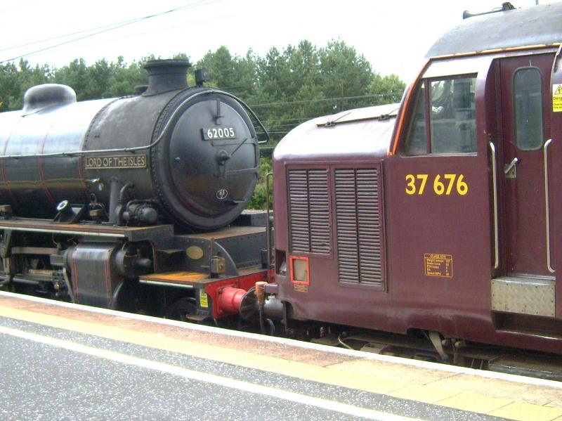 Front Ends !: 62005 and 37676 halt briefly at Carstairs en route to Carnforth. Photo of Front Ends !