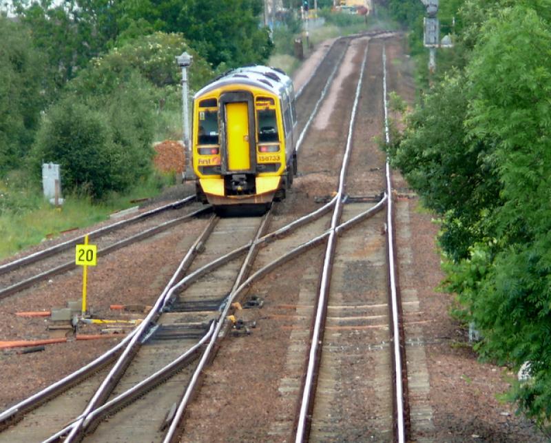 greenhill Lower Jn: FSR 158 733 passes over the junction travelling north Photo of greenhill Lower Jn