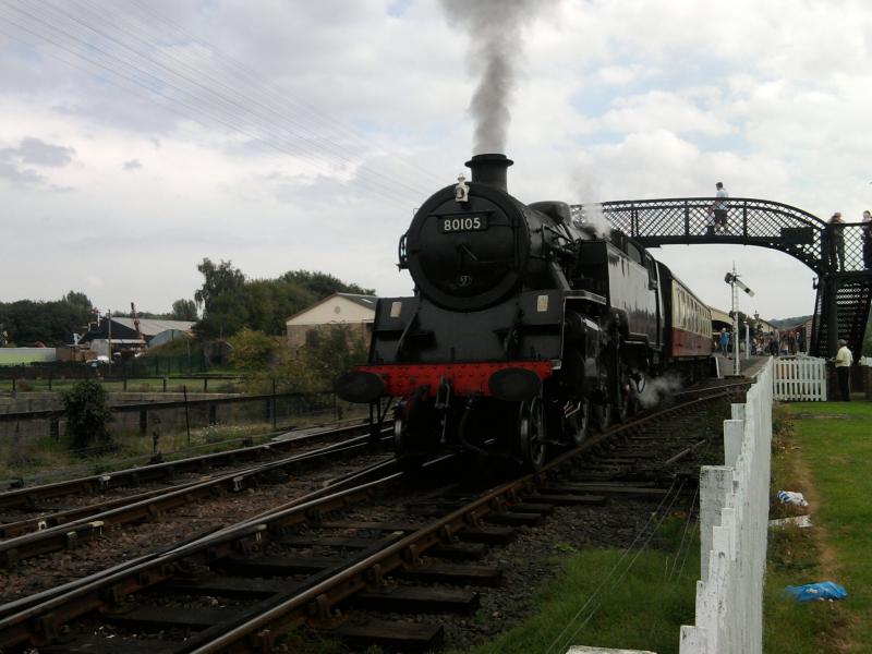 The train now departing...: On the first day her finale weekend, BR Standard Class 4T 80105 takes the third train of the day from Bo'ness to Manuel. Photo of The train now departing...