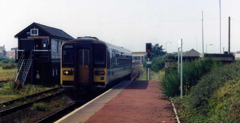 Carlisle bound: 153359 at Maryport in August 1998 with a Barrow- Carlisle service. Photo of Carlisle bound