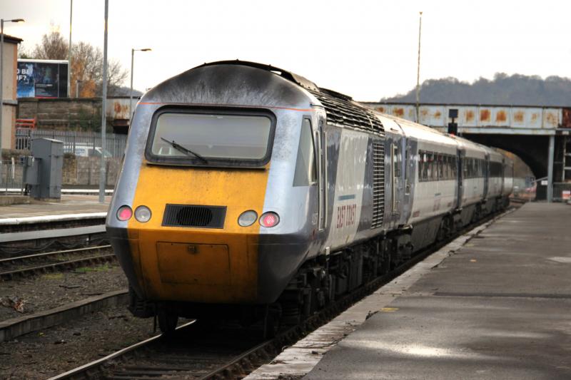 43257: 43257 on the rear of the Highland Chieftian departing Perth 18/11/10 Photo of 43257