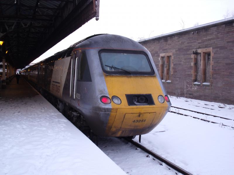 43251: 43251 on the rear of the 1E12 Highland Chieftian at Perth on 20/12/10 Photo of 43251
