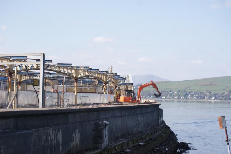 Gourock Seawall Demolition: The lastest picture of the demolition progress of the Gourock Station seawall as part of the modernisation programme of this electrified terminus on the upper Firth of Clyde. Photo of Gourock Seawall Demolition