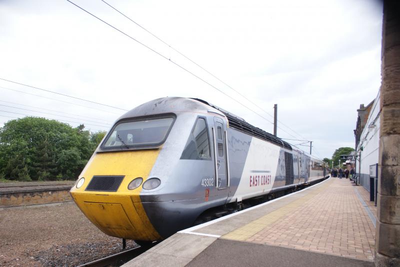 HST Dunbar Stop: HST 43302 (lead) & 43206 (trailing) makes a stop at Dunbar on the ECML , with a lady driver in charge. Dunbar Station is one of the unique stations in Scotland that is not operated by Scotrail and run by East Coast Railways. Photo of HST Dunbar Stop