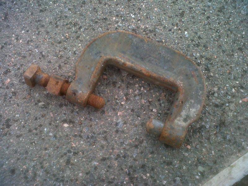 Unknown item...: Clamp type device? One of several lying on Carrbridge Platform 2... Photo of Unknown item...
