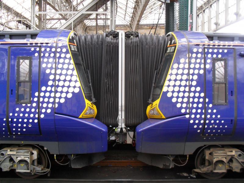 380107 and 380001 at Glasgow Central 1/04/2011: Photo of 380107 and 380001 at Glasgow Central 1/04/2011