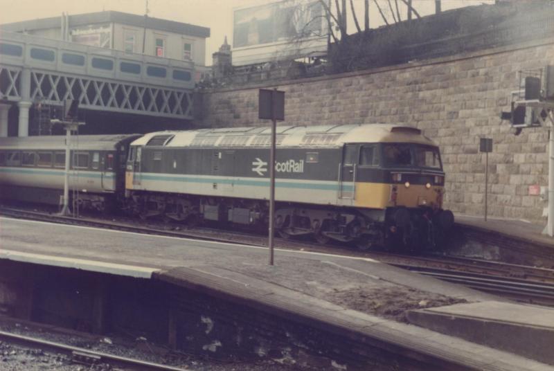 ScotRail push pull 47/7: ScotRail push pull 47/7 at Glasgow Queen St. (Summer 1985) Photo of ScotRail push pull 47/7